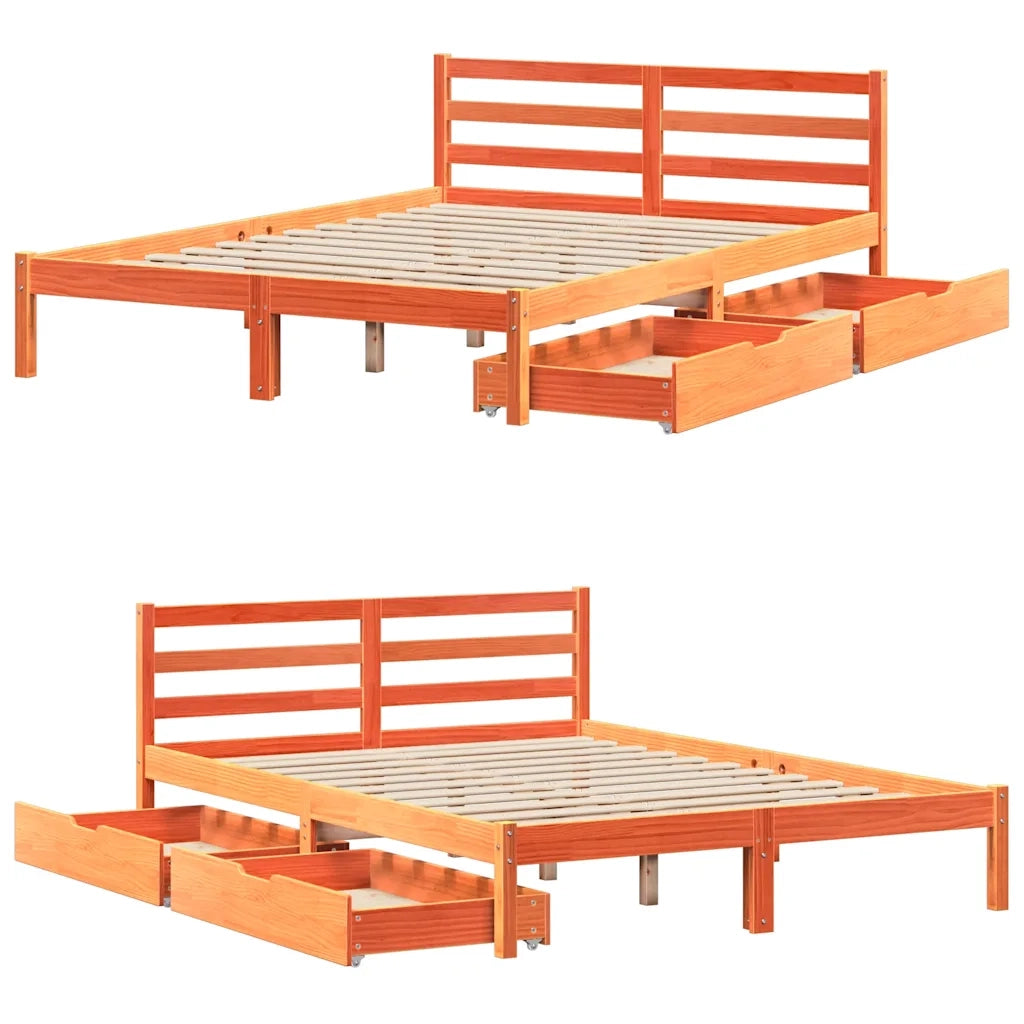 Letto senza Materasso Marrone Cera 120x190 cm in Legno di Pino 3301552
