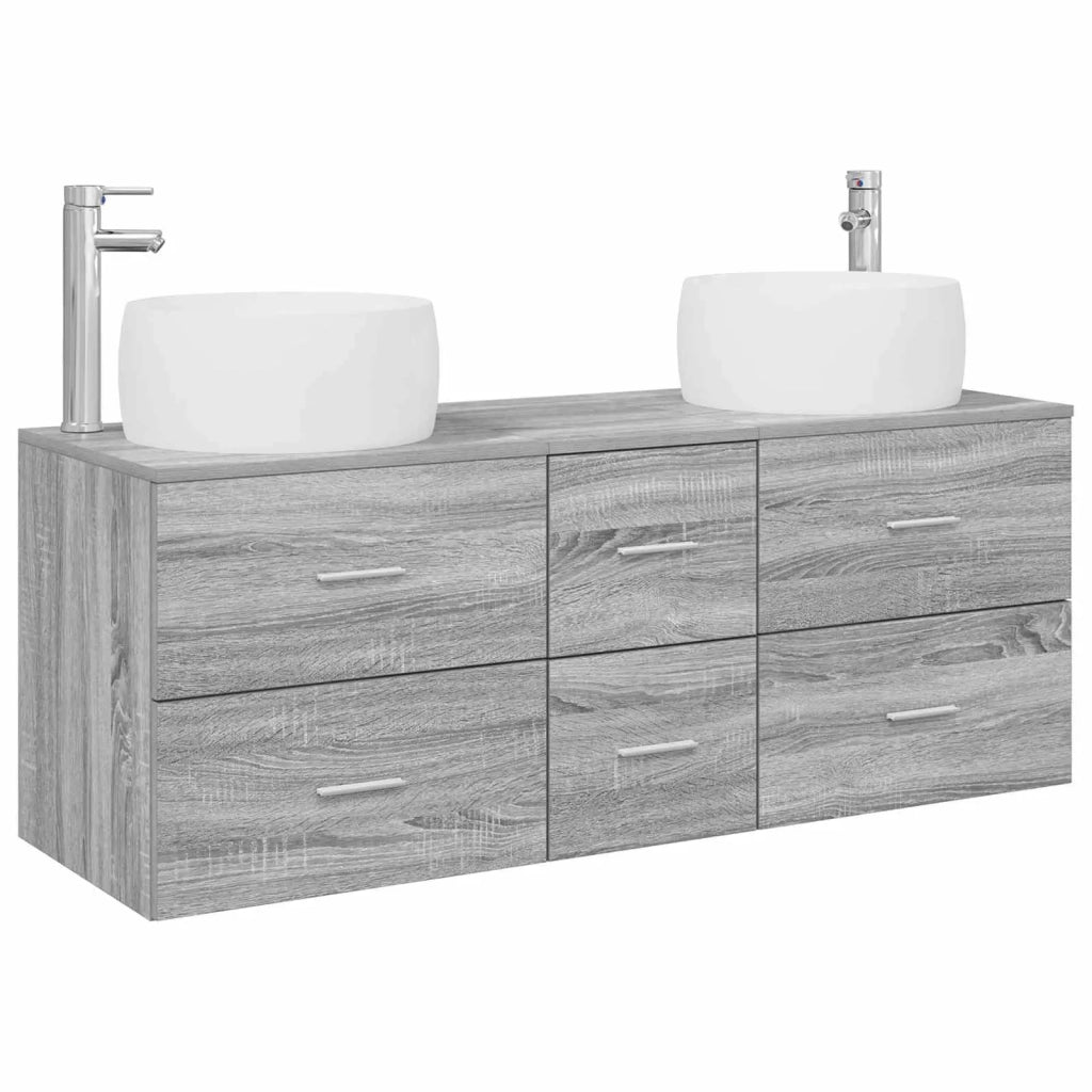 Set di mobili per il bagno 3 pz Sonoma grigio 3405936