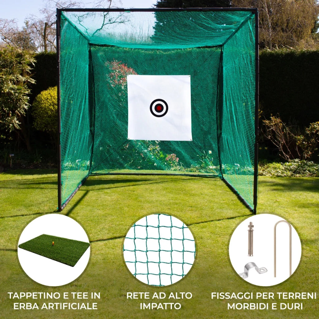 Gabbia di allenamento golf 10ft 3m alto impatto che colpiscono la rete Tappetino erba artificiale