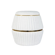 Pouf Doric 210 in tessuto boucle' bianco e oro