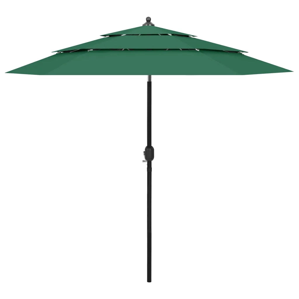Ombrellone 3 livelli con palo in alluminio 2,5 m verde 02_0008779
