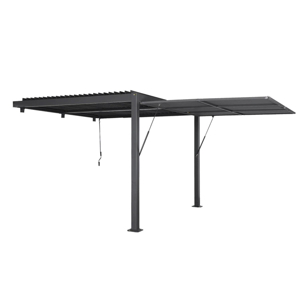 Pergola bioclimatica in alluminio addossata 3x3m + tenda 3m ,