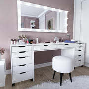 Mobile da Trucco Lagunare, Toeletta Specchio Incluso, 200x55x77h cm Bianco
