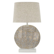 Lampada da tavolo Eclips in resina con motivo geometrico e paralume in tessuto O 38 cm