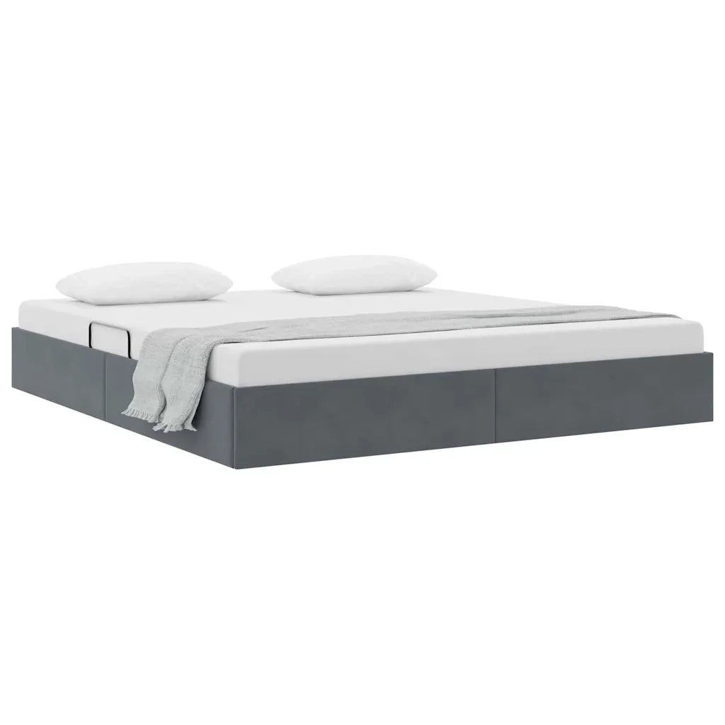 Letto con Contenitore Grigio Scuro 180 x 200 cm Velluto 3370128