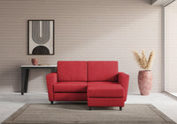 Divano 2 Posti con Pouf 172x145x85 cm Yasel in Tessuto Rosso