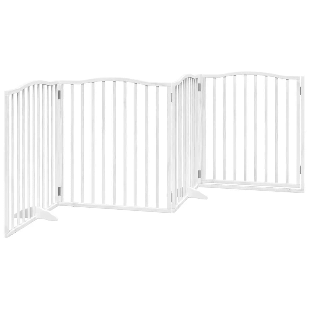 Cancelletto e porta di sicurezza per animali domestici 4 pannelli legno di pioppo bianco 02_0023346