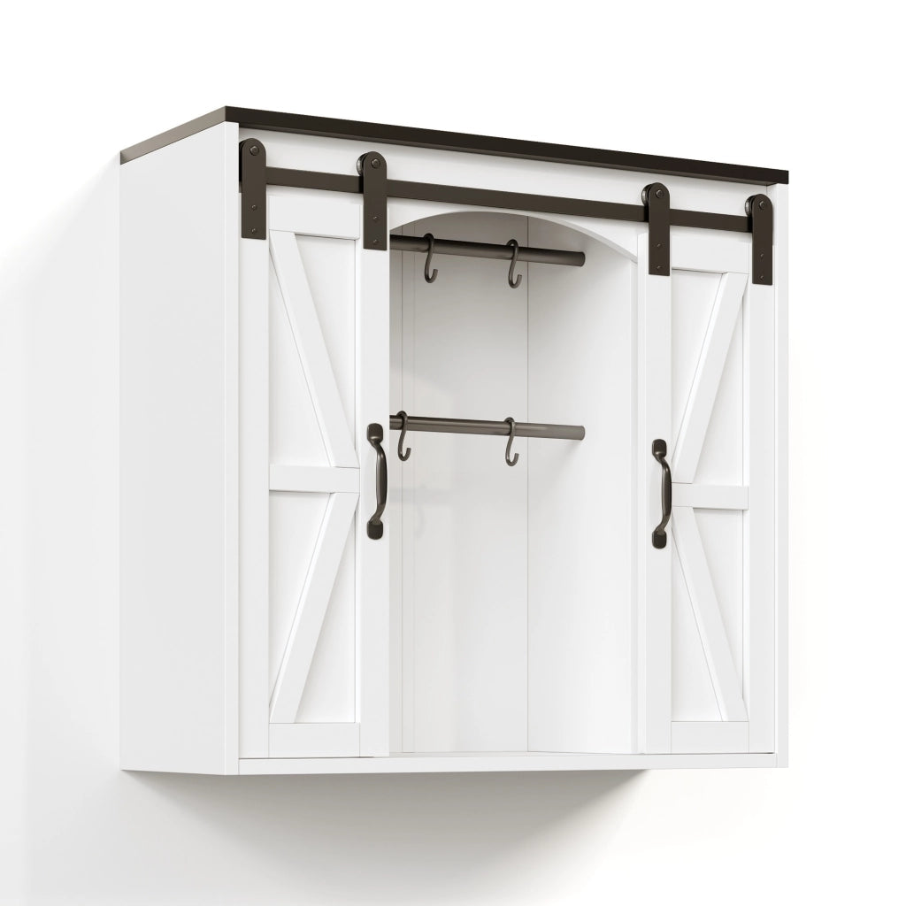 Armadio pensile con 2 ante scorrevoli e ripiani regolabili; per cucina; in MDF; 80 x 31 x 76 cm; bianco