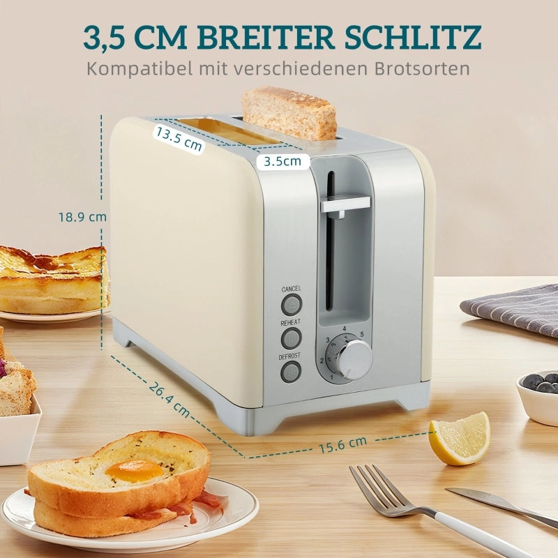 Set bollitore e tostapane, 2200W, 7 livelli di doratura, varie funzioni, crema