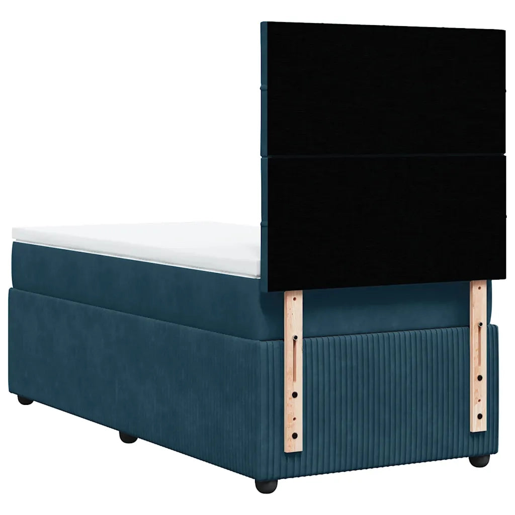 Giroletto a Molle con Materasso Blu 90x200 cm in Velluto