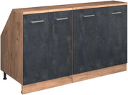 Set di mobili sottotetto Rion, Calcestruzzo nero, 140 cm Set di 2 carcasse armadio profondità 60 cm, adatto per il salvaspazio sotto tetti spioventi