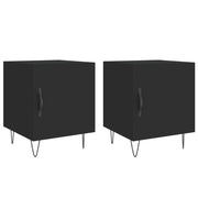 Set di 2 Comodini | Armadio da Notte | Mobiletto da notte Neri 40x40x50 cm in Legno Multistrato