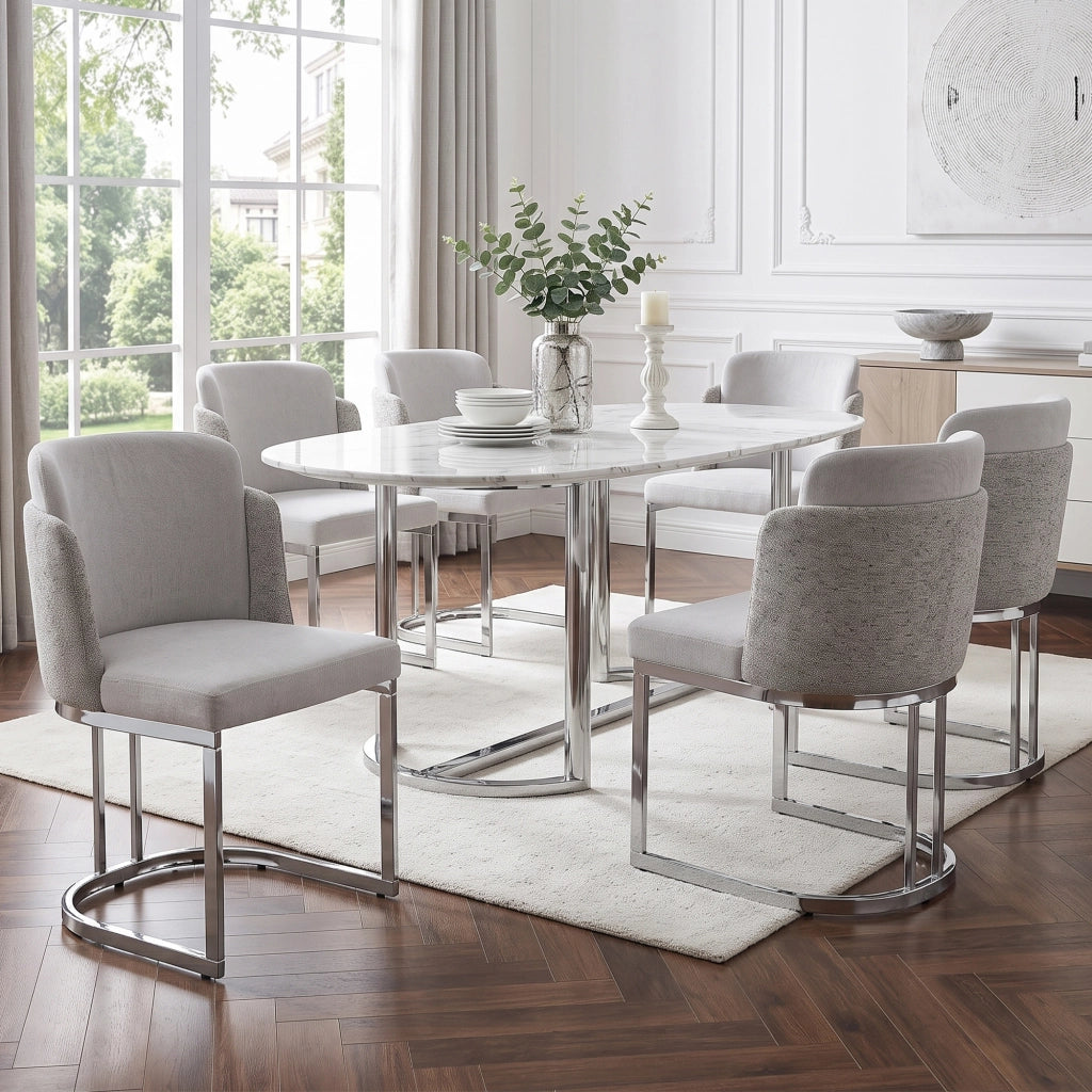 SEDIA da pranzo Set da 4 pezzi 61,5x53,5x86 cm Chenille Grigio Argento