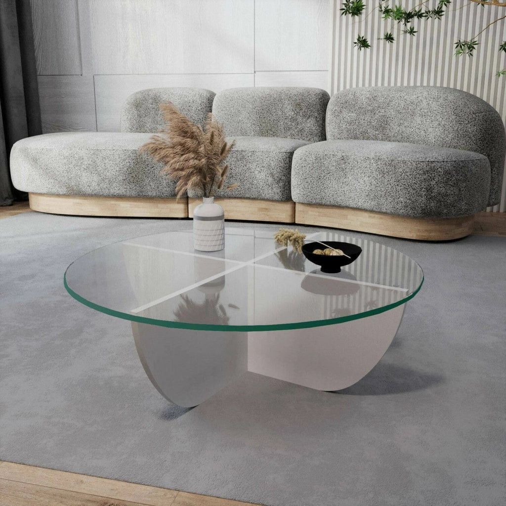 Jolanda, Tavolino da Salotto Forma Circolare, 90x90x30h cm Bianco