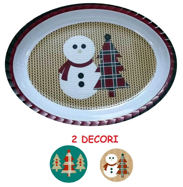 Vassoio in Melamina Natale mix smerlato ovale 53 cm 2 Decori
