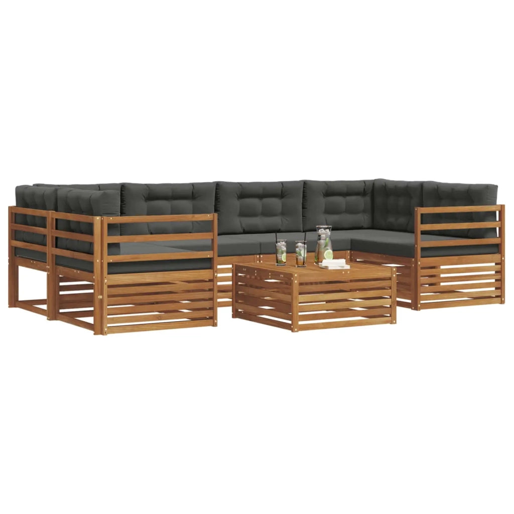Set di divani da esterno con cuscino 7 pcs Naturale e Antracite 3373082