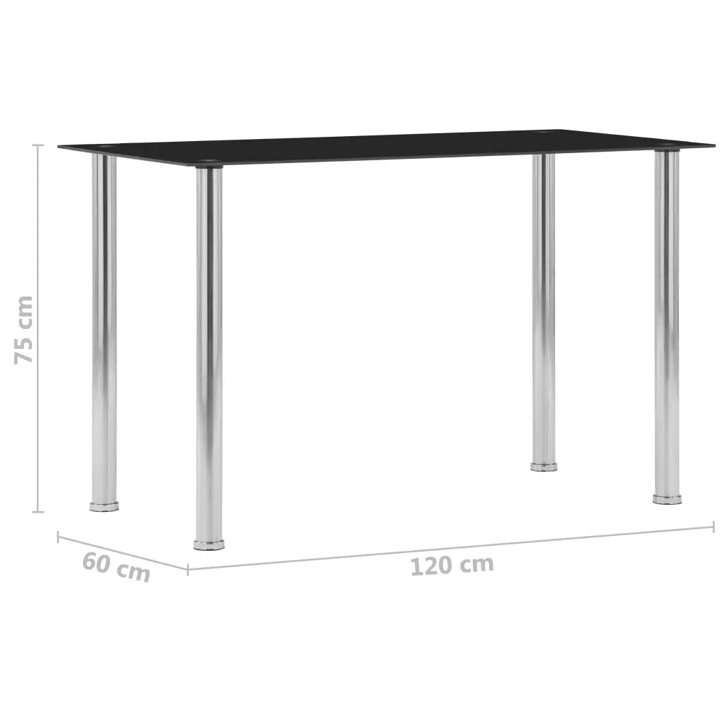 Tavolo da Pranzo | Tavolo da cucina Nero 120x60x75 cm in Vetro Temperato