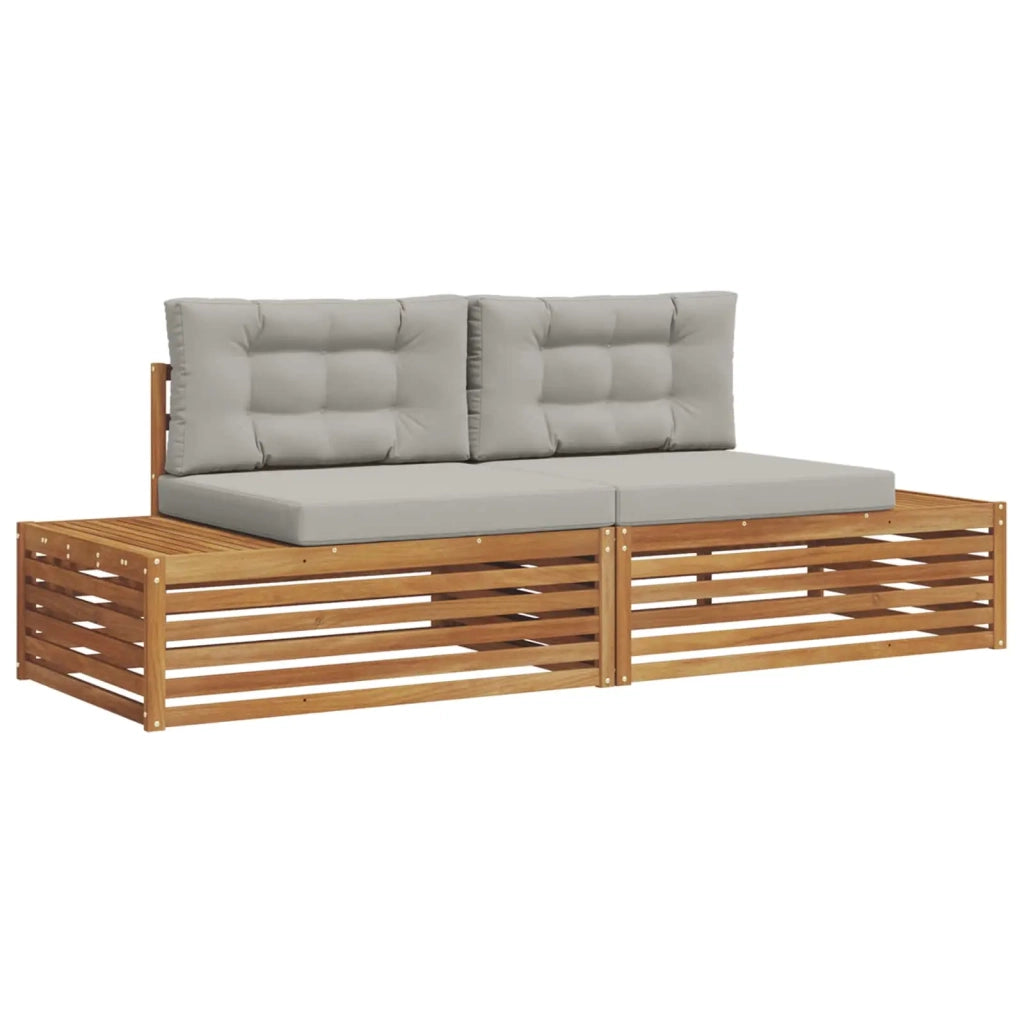 Set di divani da esterno-Sofa da giardino con cuscino Grigio Naturale e Chiaro 375697