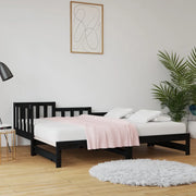 Dormeuse Estraibile Nera 2x(80x200) cm Legno Massello di Pino 820740