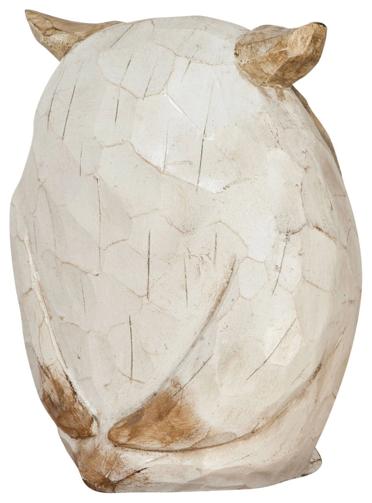 Biscottini Gufo in simil legno dipinto L53xPR21,5XH39 cm Statuetta raffigurante dimensioni