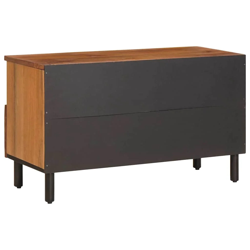 Mobile porta TV moderno con cassetto 80 x 33 x 46 cm pratico contenitore stile contemporaneo legno di mango marrone 02_0057778