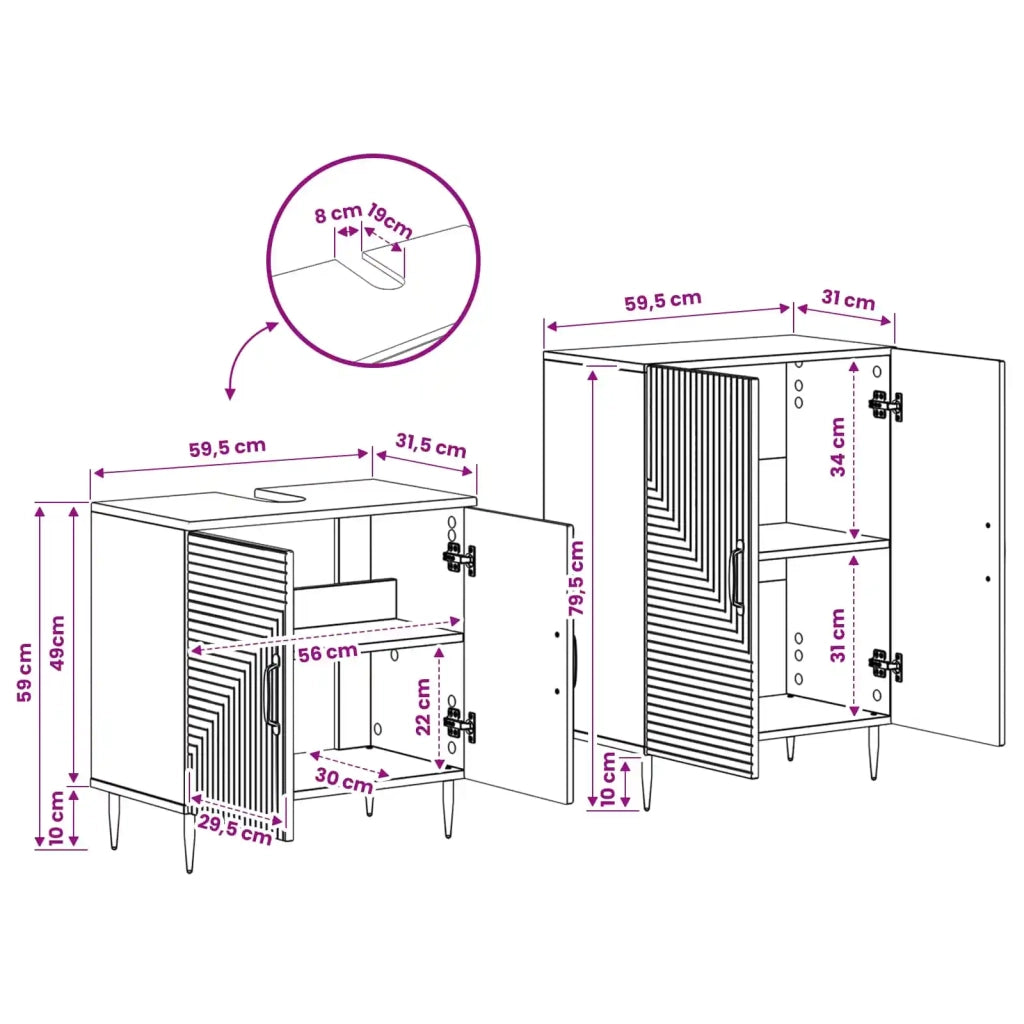 Set di Armadi da Bagno da 2 Pezzi HAARLEM Bianco Lucido 3417616