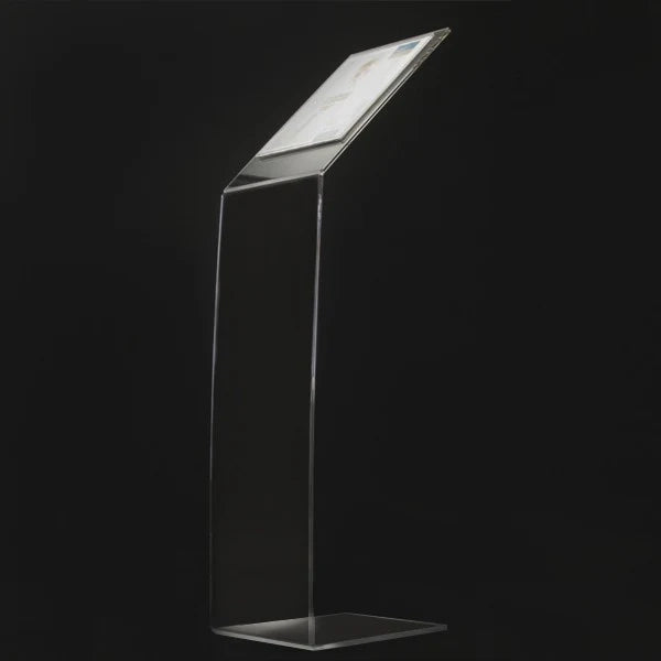 Leggio in plexi con base a L da 8mm ad una tasca f.to A4 verticale - Non personalizzato