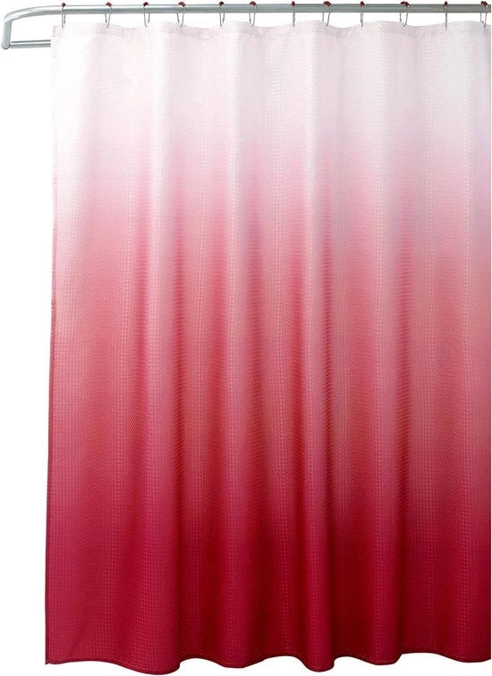 Set di tende doccia in tessuto texture con anelli metallici - Arredamento bagno moderno - Lavabile in lavatrice - Dimensioni 70 x 72 - Tonalità rossa Ombre