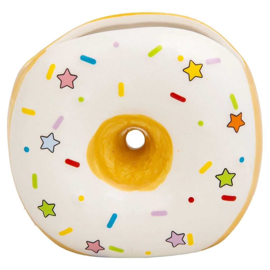 Portapenne a ciambella in ceramica bianca 11x6,5x11h
