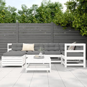 Set Divani da Giardino 7 pz Bianco in Legno Massello di Pino