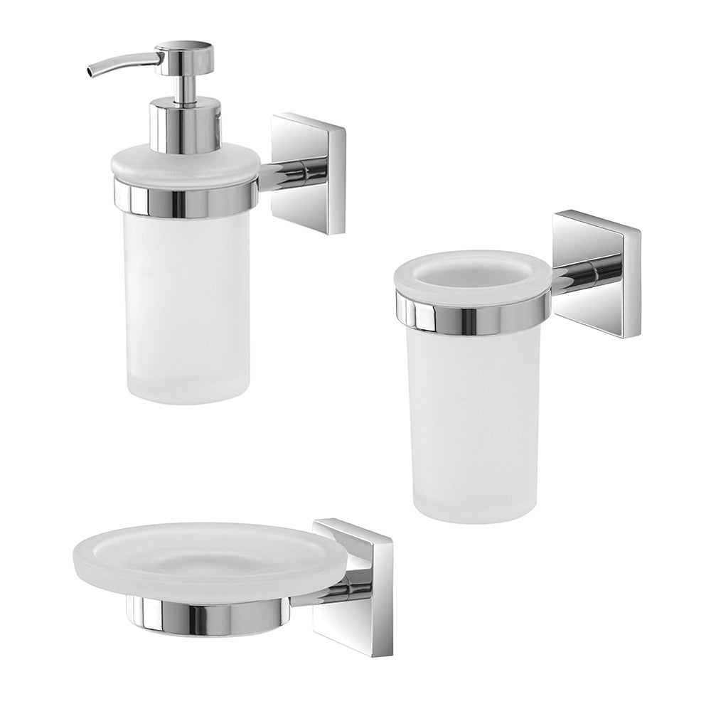 Set accessori a muro 3 pezzi in acciaio cromato e viti incluse  Easy