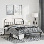 Giroletto con Testiera-Letto con Testiera in Metallo Nero 150x200 cm