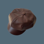Cappello Vintage Donna a 8 Panel con Cappuccio e Visiera in Pelle PU