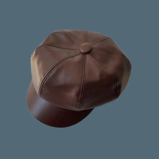 Cappello Vintage Donna a 8 Panel con Cappuccio e Visiera in Pelle PU