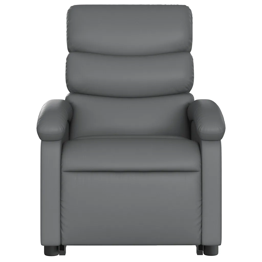 Poltrona | Sedia Relax Alzapersona Reclinabile Massaggio Grigio Similpelle