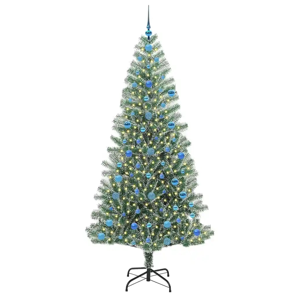Albero di Natale Artificiale-Albero Natalizio Imbiancato con Luci LED 210 cm 313002