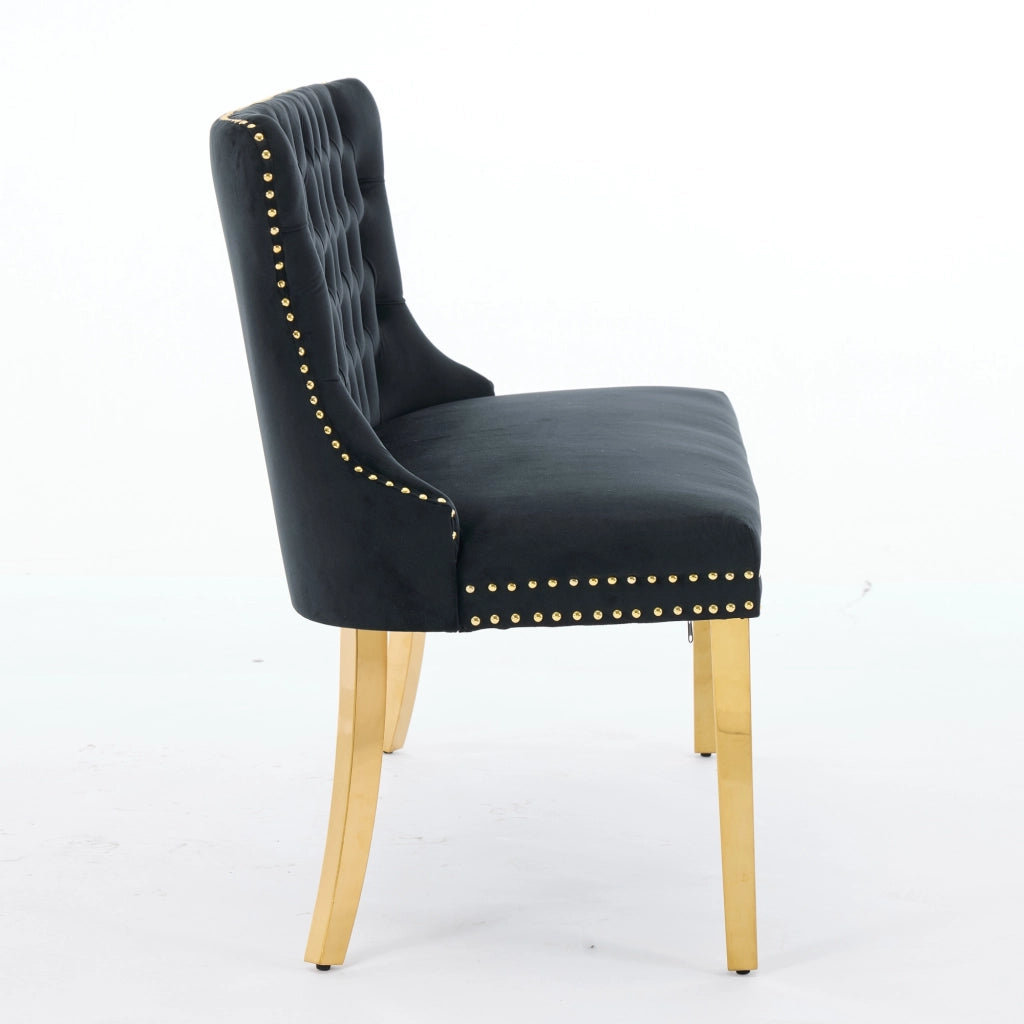 Panchina 2 Posti Velluto con Schienale ¨C Xylo ¨C Nero, Gambe Dorate, Stile Moderno