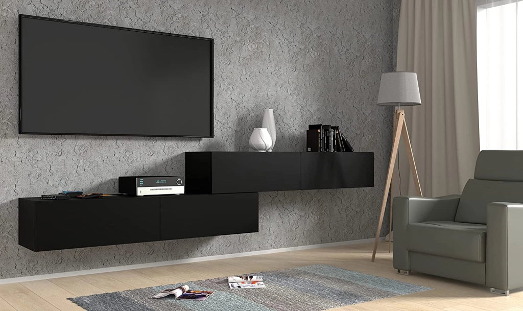 MOBILE  PORTA TV SOGGIORNO BINGO 160x40x30 NERO OPACO