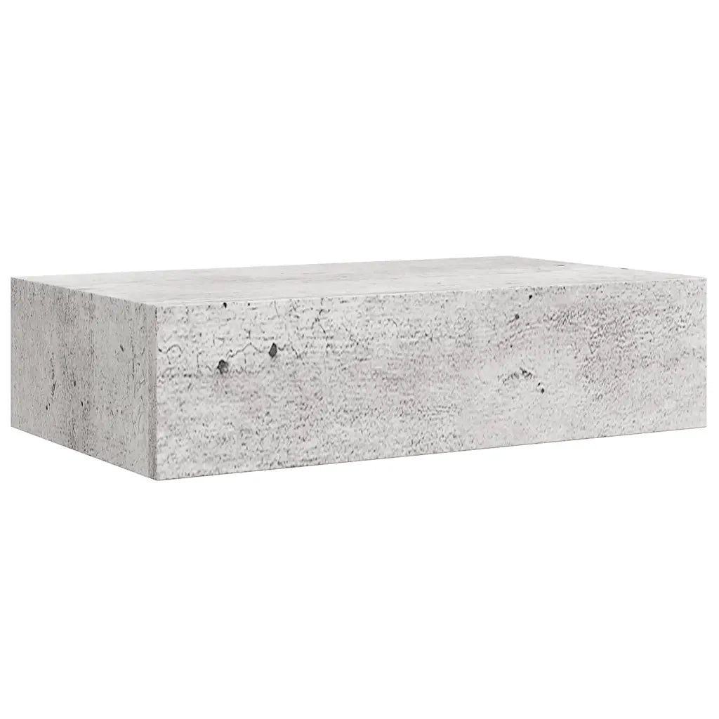 Scaffale con Cassetti da Parete | Mensola sospesa Grigio Cemento 40x23,5x10cm MDF