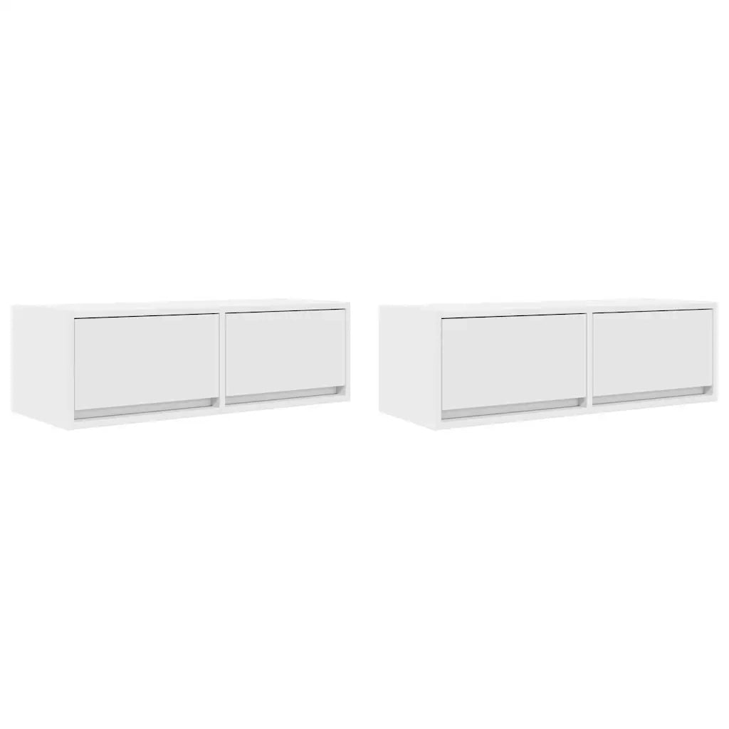 vidaXL Mobili TV a Parete 2pz Bianchi 80x31x25,5 cm Legno Multistrato