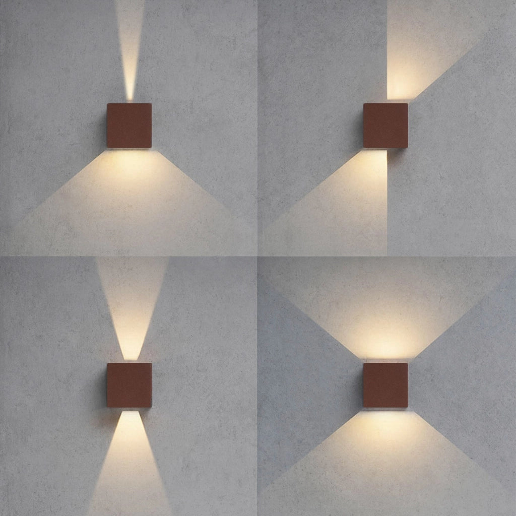 Applique led quadrata da parete con fascio regolabile colore grigio marina mod. Marbella