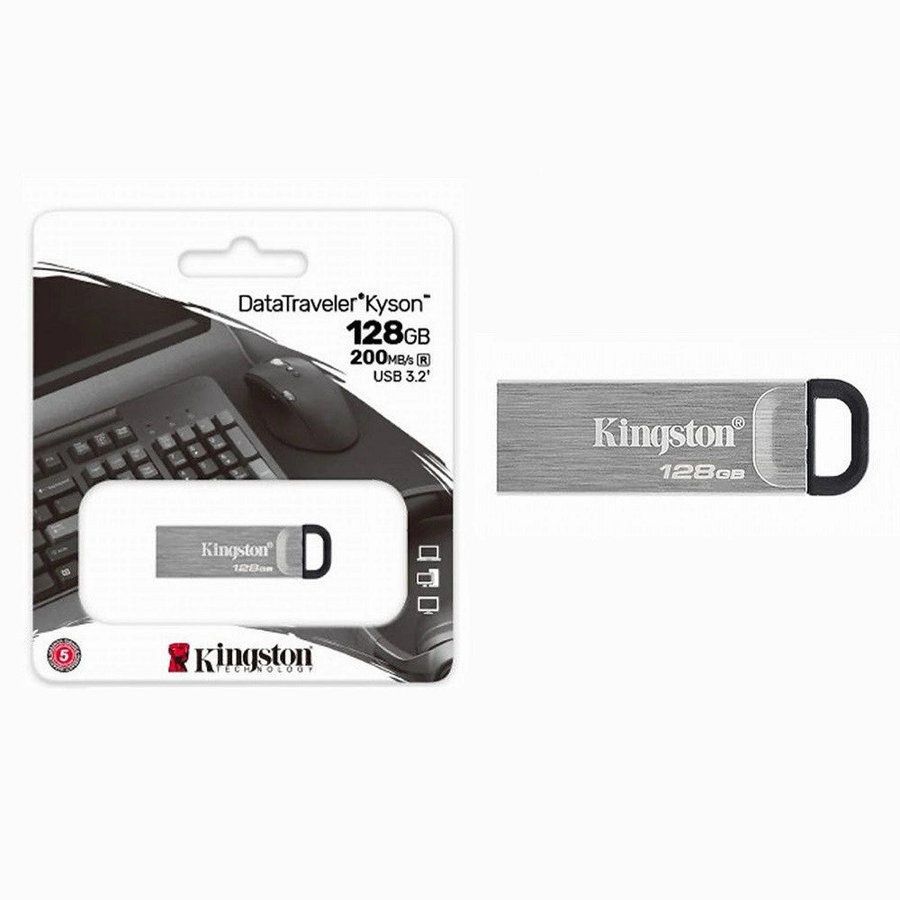 Trade Shop - Pendrive Kingston Usb 3.2 Datatraveler Kyson 128gb In Metallo 200mb/s Dtkn/128gb -