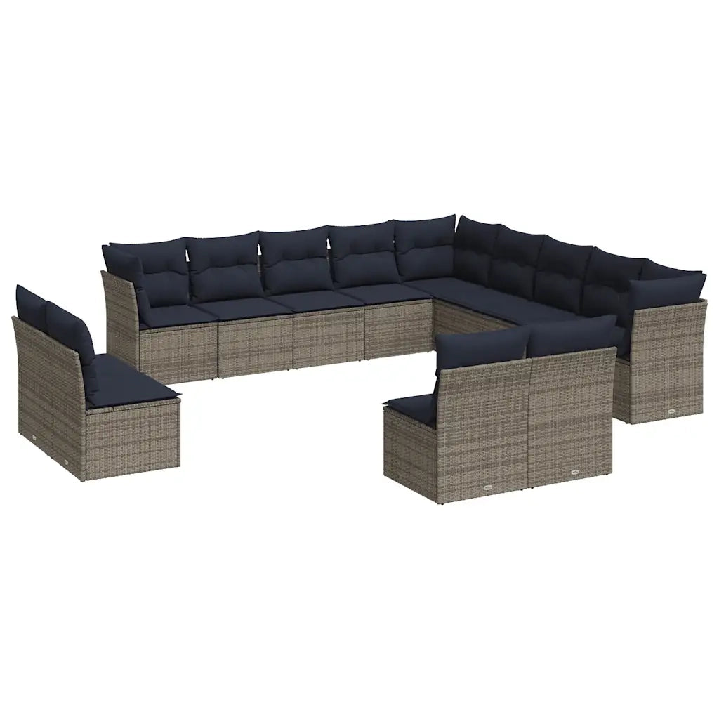 Set Divani da Giardino 13 pz con Cuscini Grigio in Polyrattan 3218491