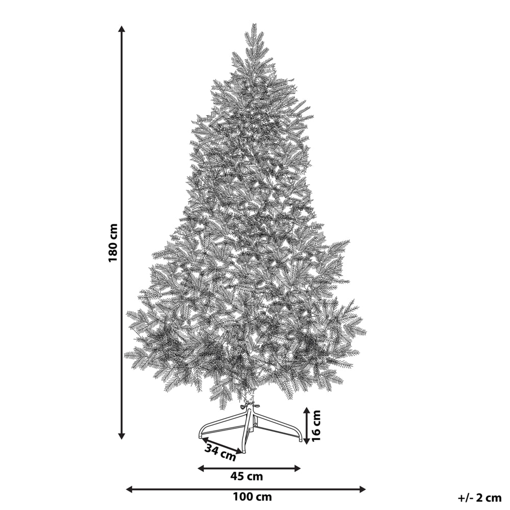 Albero di Natale artificiale innevato preilluminato con supporto in metallo 180 cm bianco