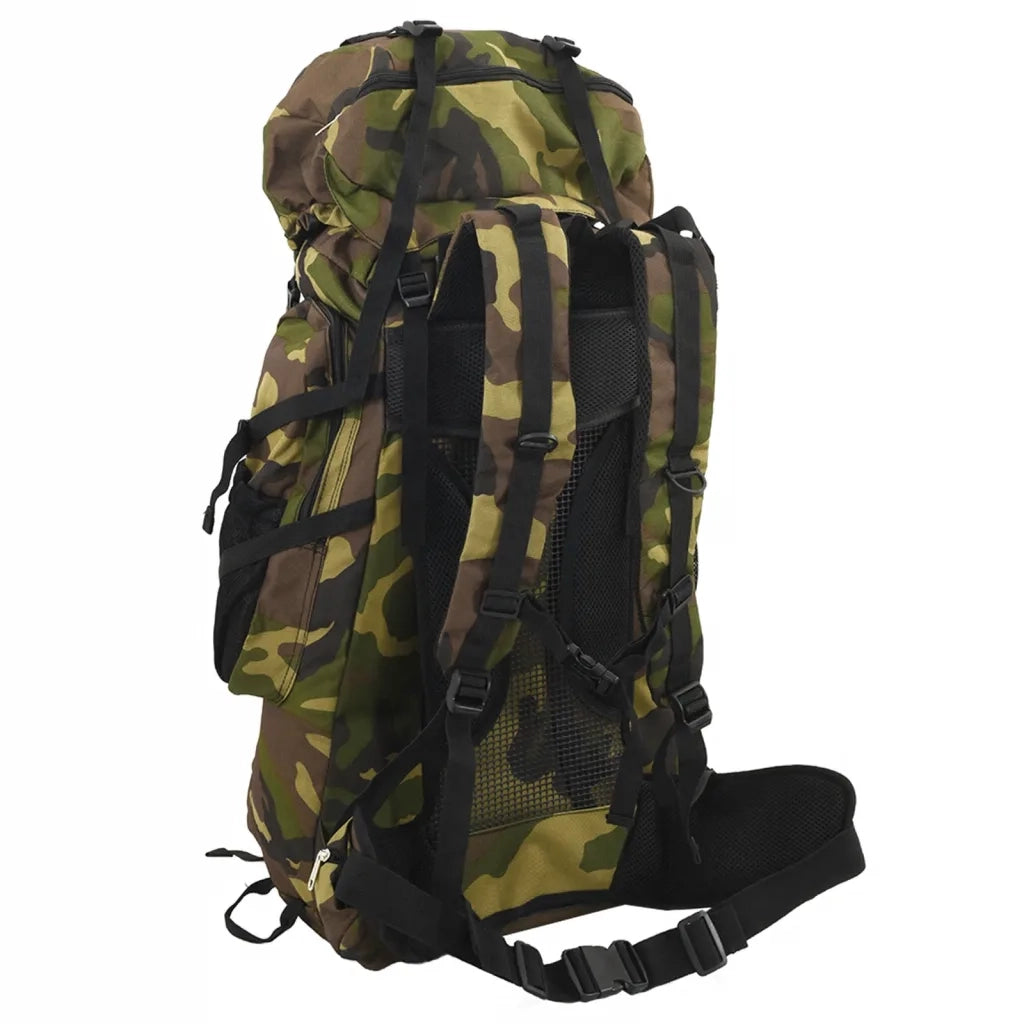 vidaXL Zaino da Trekking Verde Mimetico 80 L in Tessuto Oxford