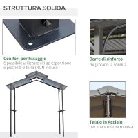 Gazebo da Giardino per Barbecue, Doppio Tetto Anti-UV e Struttura in Acciaio con Mensole, 240x150x250cm, Nero