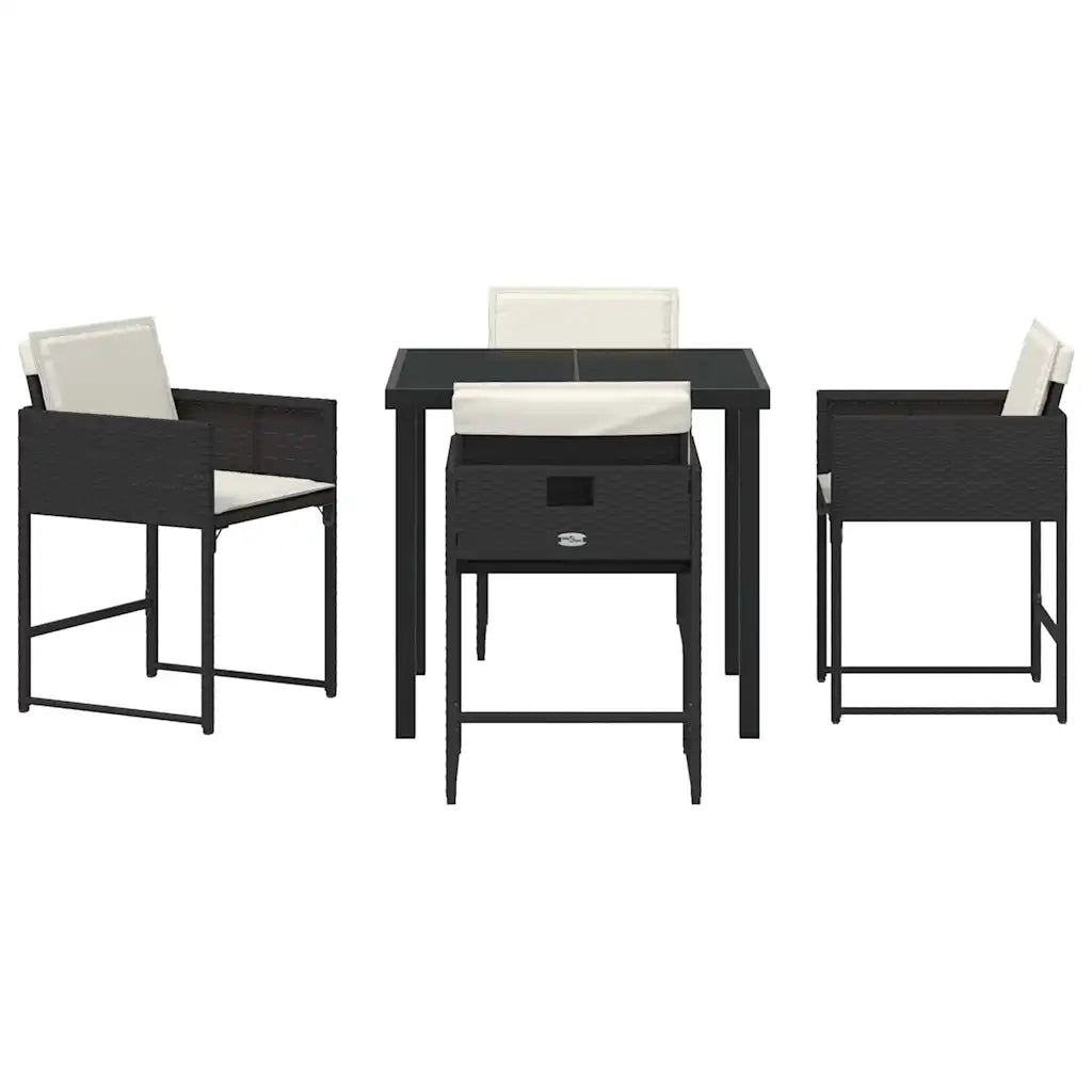 vidaXL Set da Pranzo per Giardino 5 pcs Nero polyrattan