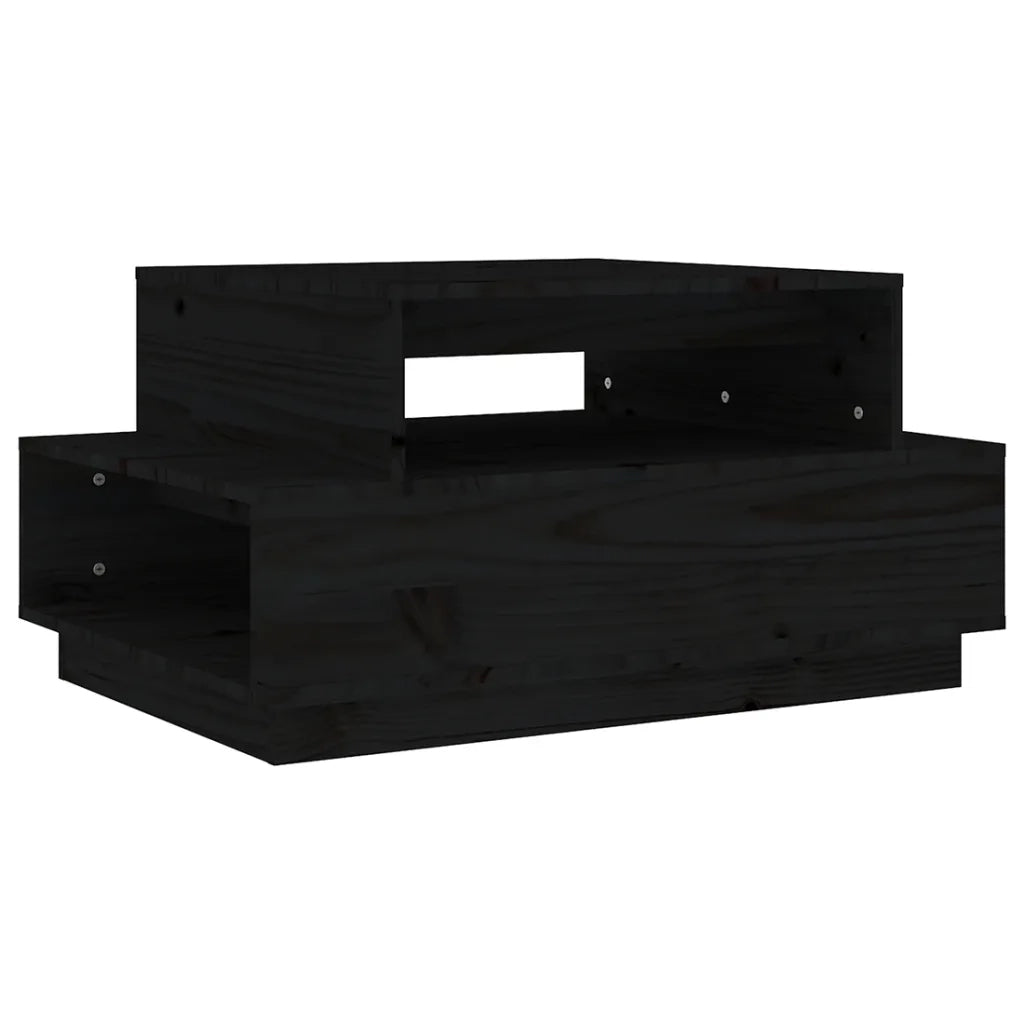 Tavolino da Salotto Nero 80x55x40,5 cm Legno Massello di Pino cod mxl 22924