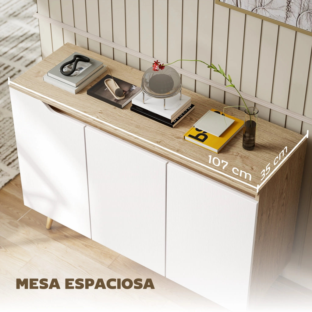 Armadio a 3 ante con ripiani ¨C zephmum ¨C 107x35x76,5 cm rovere e bianco