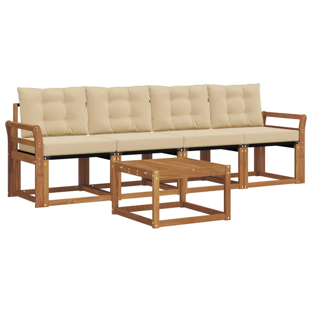 Set di divani da esterno con cuscino 5 pcs Naturale e Beige 3368380
